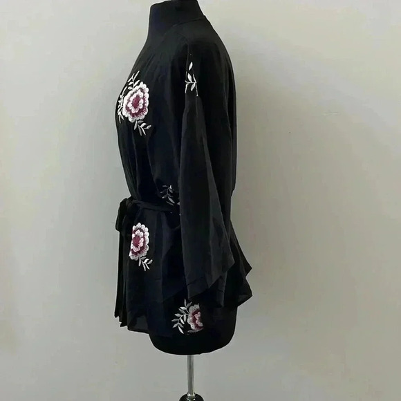Primark Boho Open Front Belted Floral Kimono Size L - Picture 2 of 7